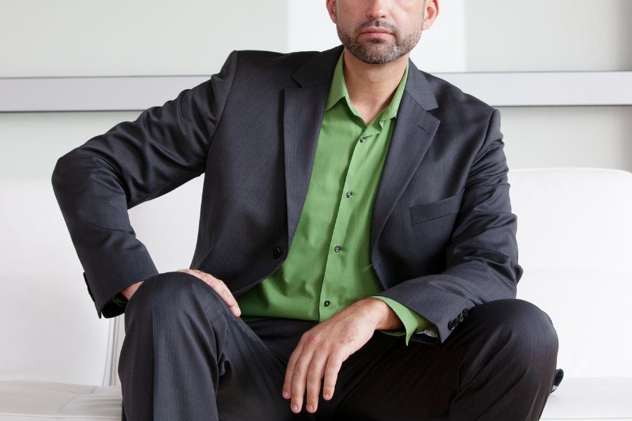 Koszula męska Męska w eleganckiej stylizacji Zielona koszula męska Merceria w eleganckiej stylizacji